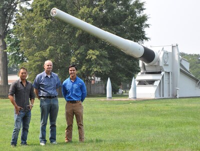 IMAGE: Pre-emplaced Electric Vehicle Stopper (PEVS) Technical Lead Dr. Yeong-Jer Chen, PEVS Project Lead David Dvorak and PEVS Engineer Kevin Arrington were part of the Naval Surface Warfare Center Dahlgren Division team that supported the PEVS Pilot Program.