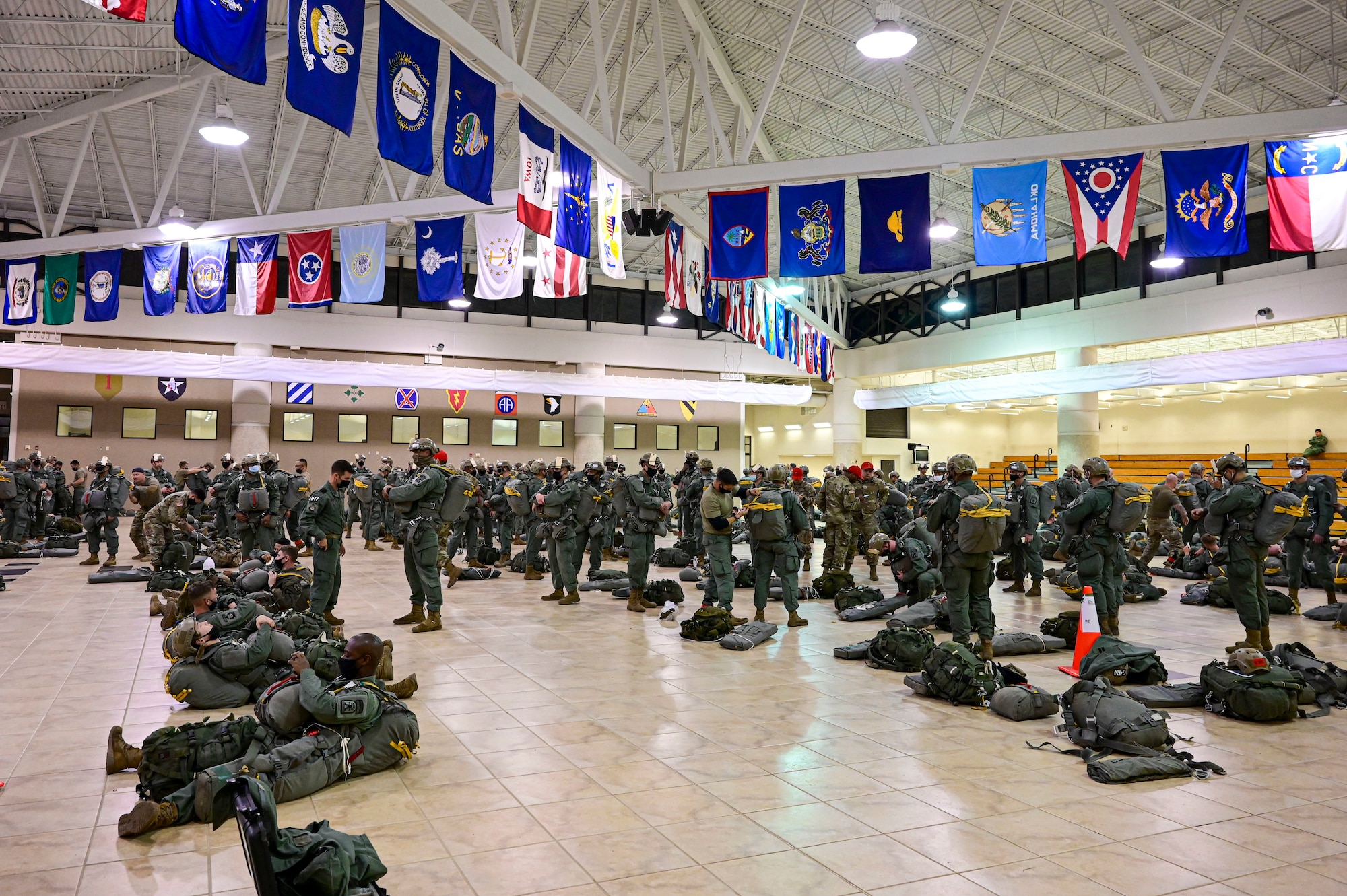 U.S. Army paratroopers with the 1st Battalion, 509th Infantry Regiment, prepare for an airborne exercise