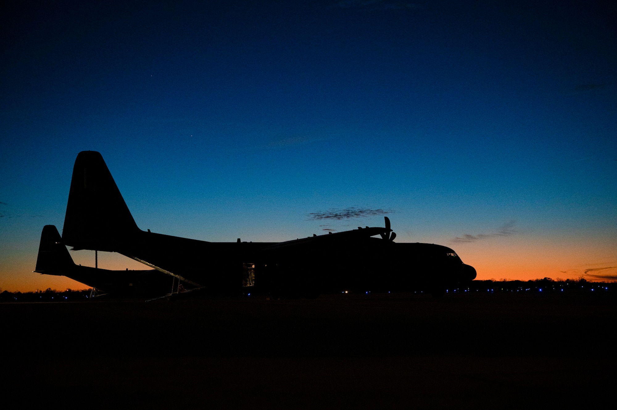 A C-130J Super Hercules assigned to the 317th Airlift Wing at Dyess Air Force Base, Texas, sits on the flightline