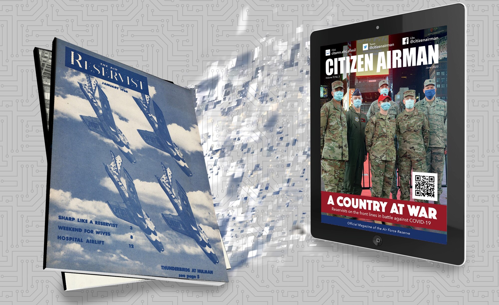 The October 2021 issue of Citizen Airman magazine was the last edition printed and mailed to the homes of all Reserve Citizen Airmen. In line with Air Force Reserve Command's strategic priority to reform the organization, the magazine is transitioning to a digital-only publication.(Illustration by Ivan Rivera)