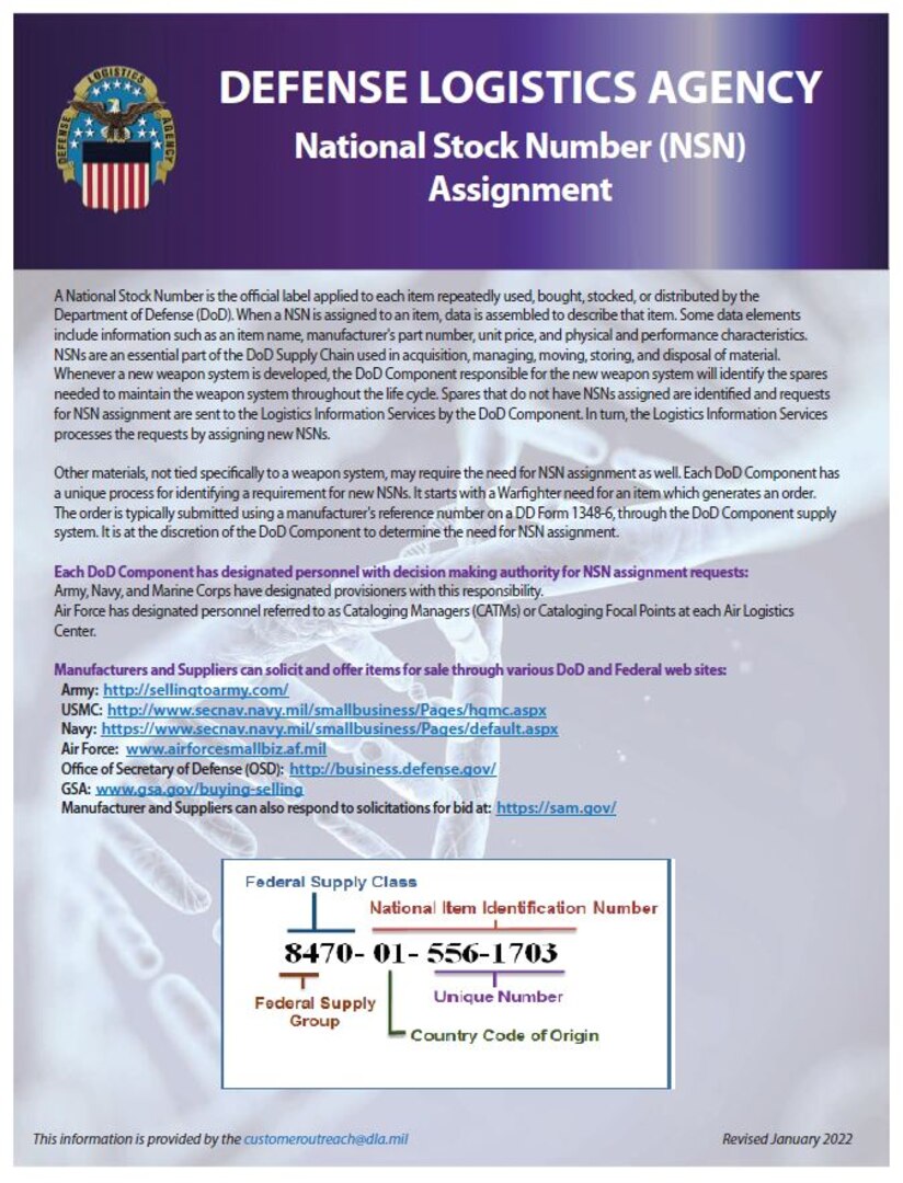 Image of National Stock Number Assignment Brochure