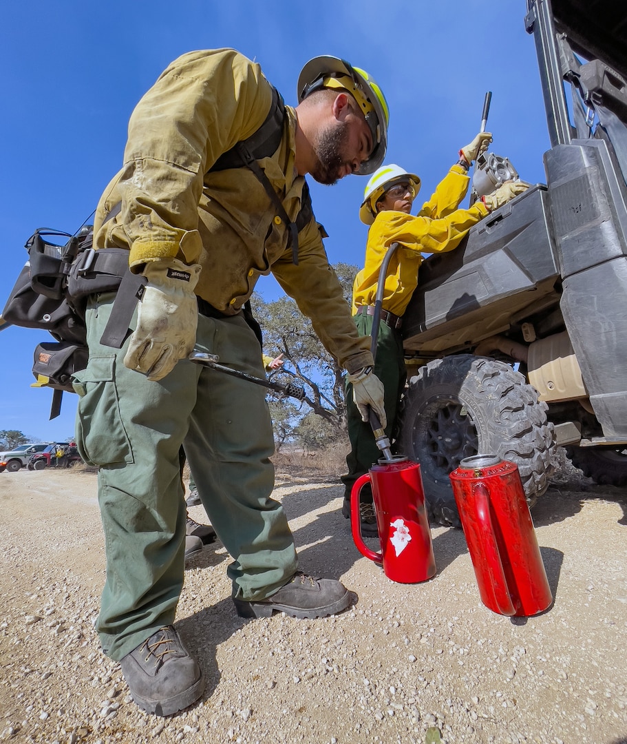 Joint Base San Antonio’s Natural Resources Office, Fire & Emergency Services, and Air Force Wildland Fire Branch members conducted a prescribed burn