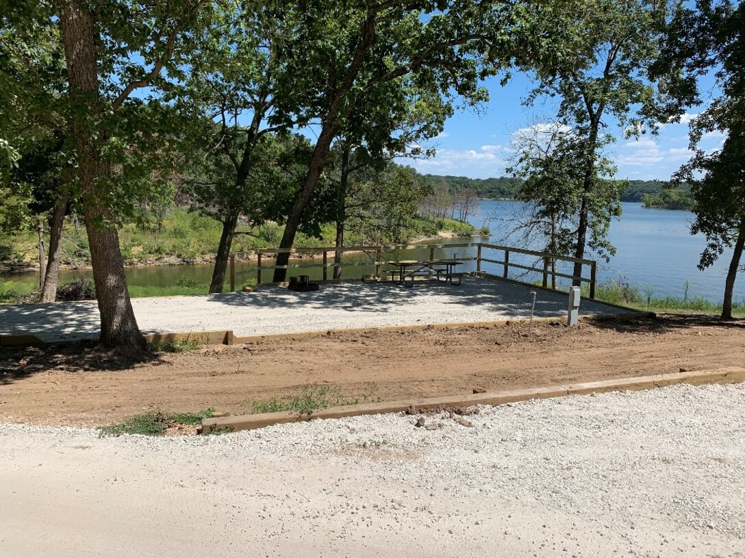 One of the finished campsites in Nemo Campground at Pomme de Terre Lake near Bolivar, Mo. The updated campsites are a result of supplemental funding received for damages during the 2019 flood event.