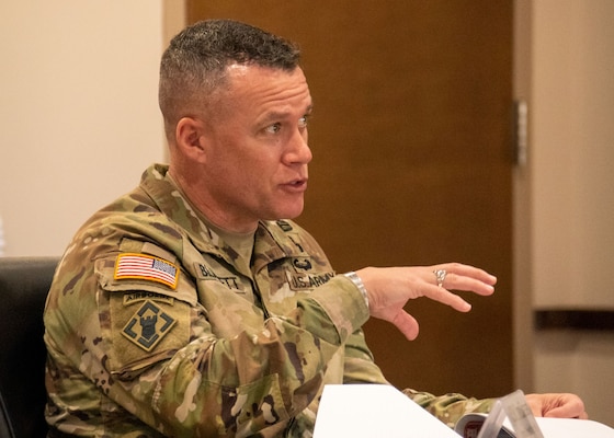 U.S. Army Corps of Engineers, South Atlantic Division Command Sgt. Maj. Chad Blansett spoke to district leaders and employees during a tour of the Savannah District and emphasized the importance of communication and servant leadership at all workforce levels.
