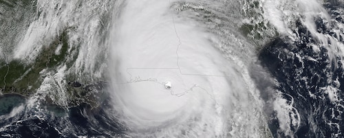 Hurricane Michael over Tyndall AFB