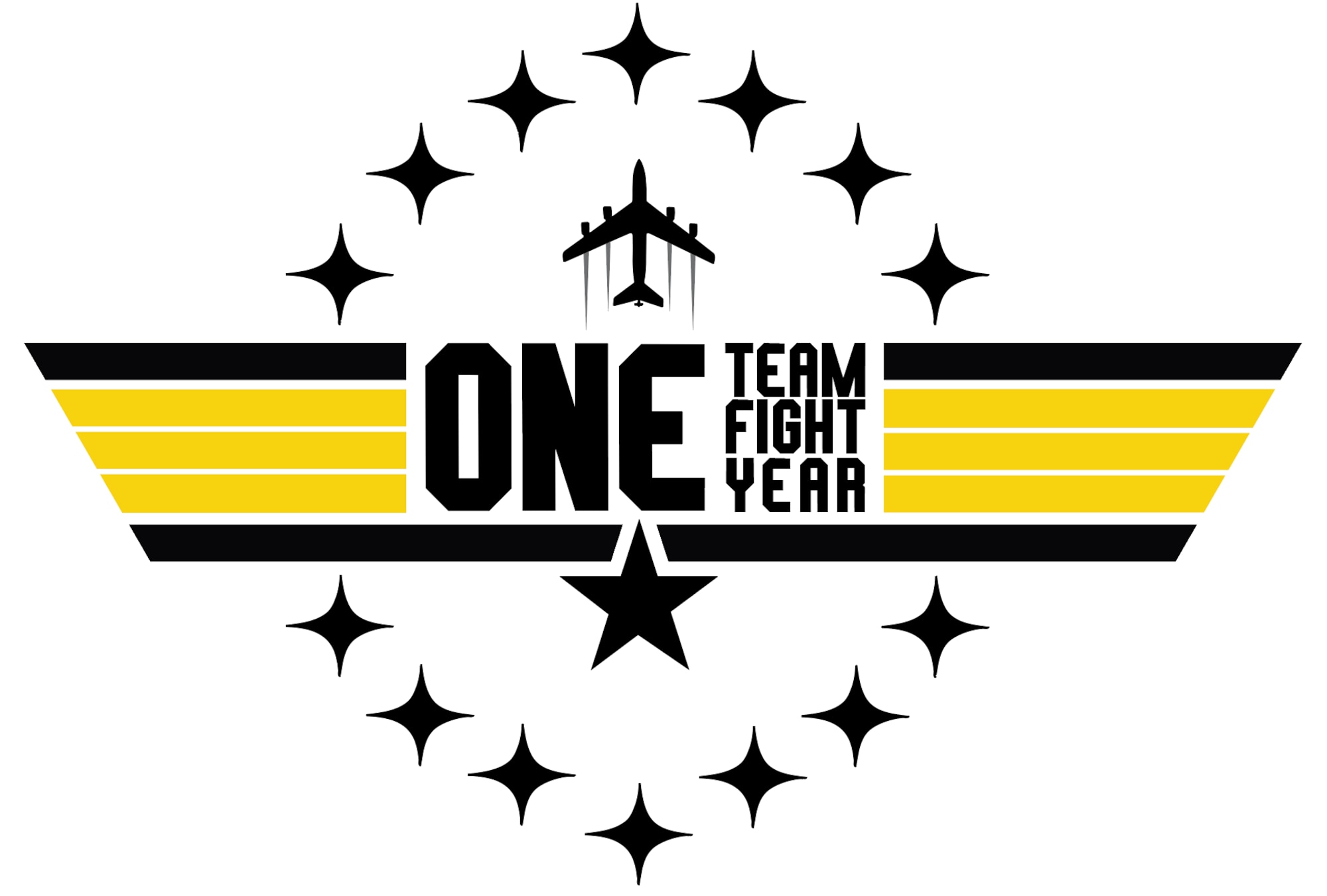 graphic illustration of wings with one team, one year, one fight