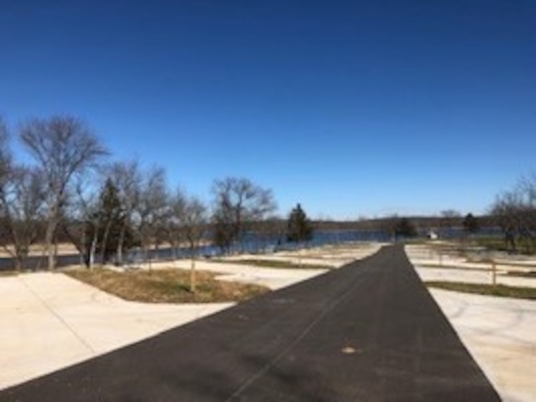 New campsites in the Ruark Bluff East Campground line a road at Stockton Lake near Stockton, Mo. The updated campsites are a result of supplemental funding received for damages during the 2019 flood event.