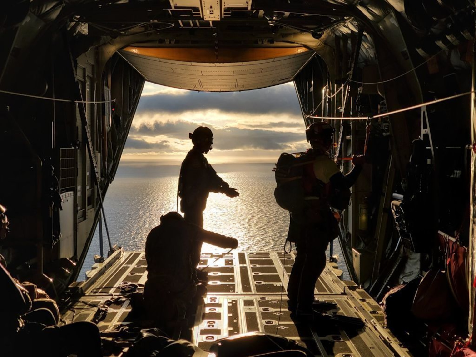 Pararescue Airmen assigned to the New York Air National Guard’s 106th Rescue Wing prepare for a jump into the Atlantic near the Azores during ASEREX 2021, a NATO search and rescue exercise held at the end of July, 2021. The 106th Rescue Wing sent an HH-130 search and rescue aircraft and pararescue jumpers to participate in the training. (Courtesy photo)
