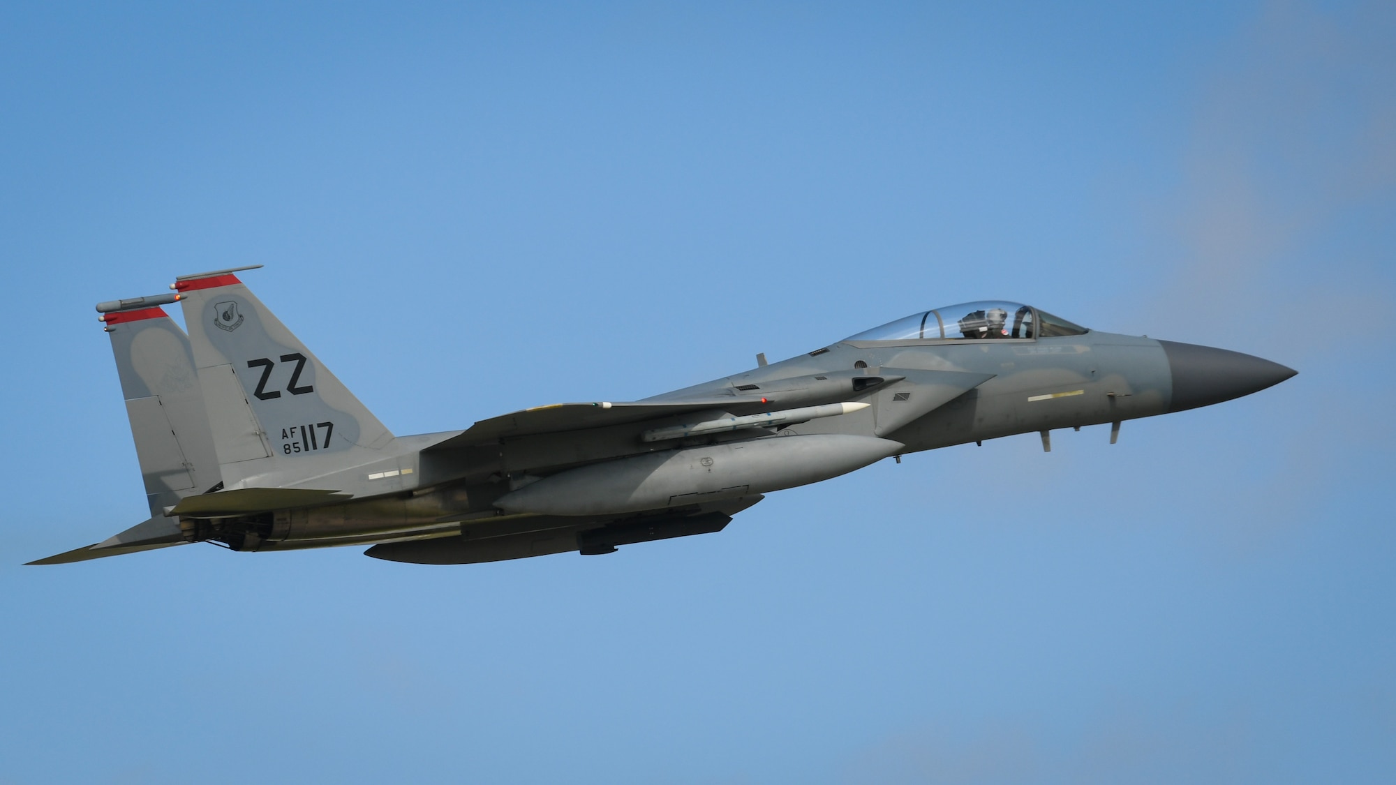 Photo of an F-15 taking off