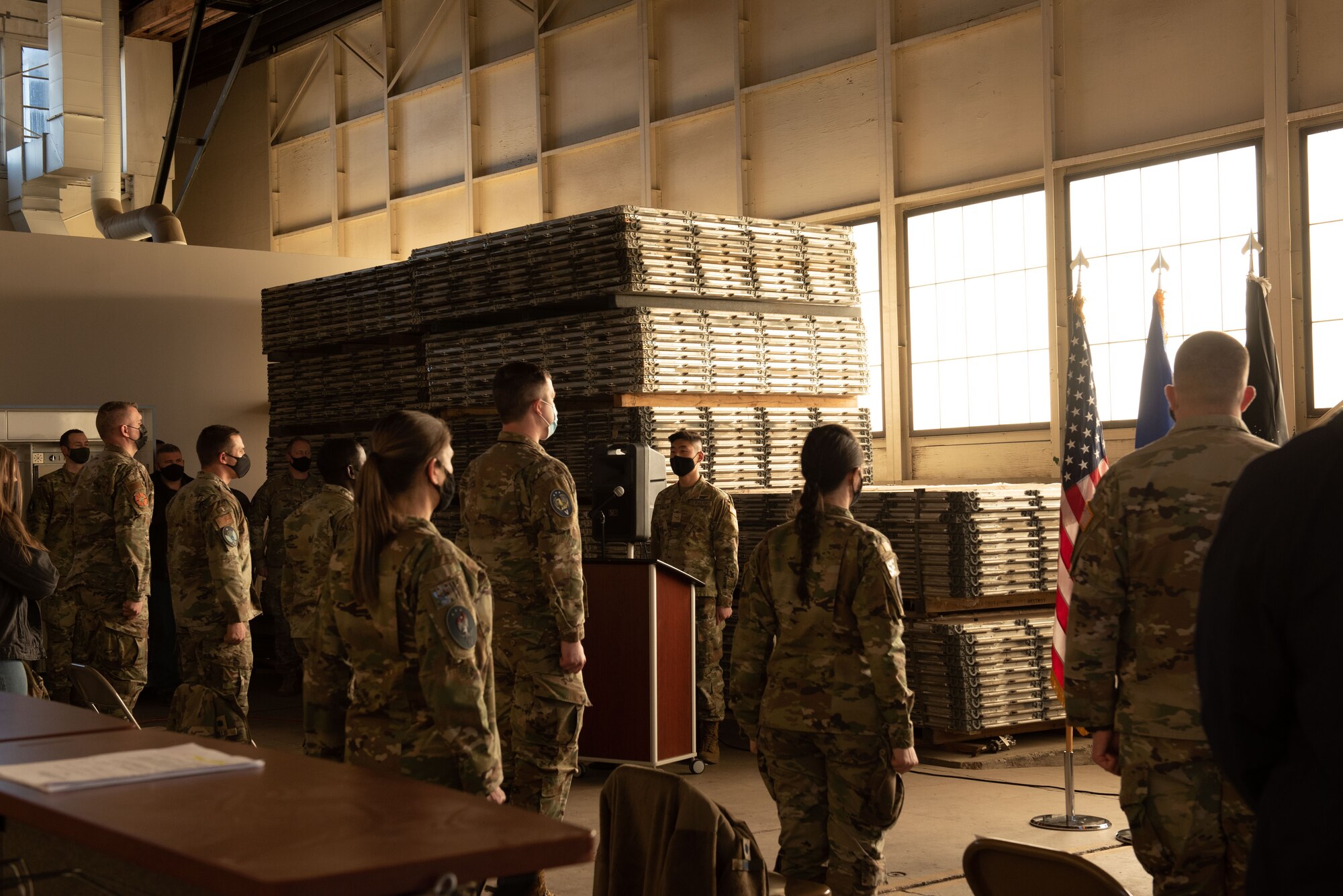 military members stand at attention during a ceremony