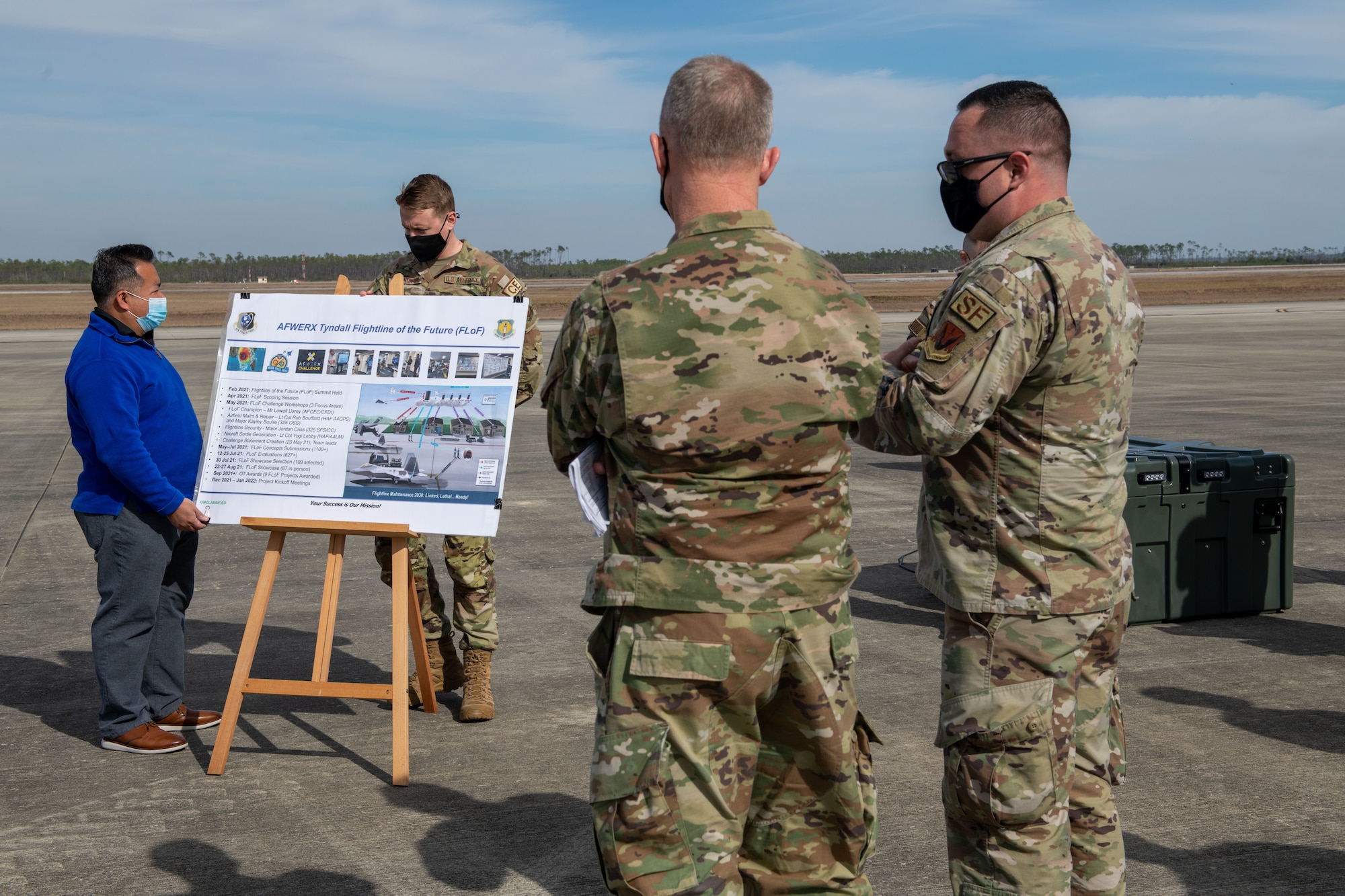 airmen brief commander with photoboard