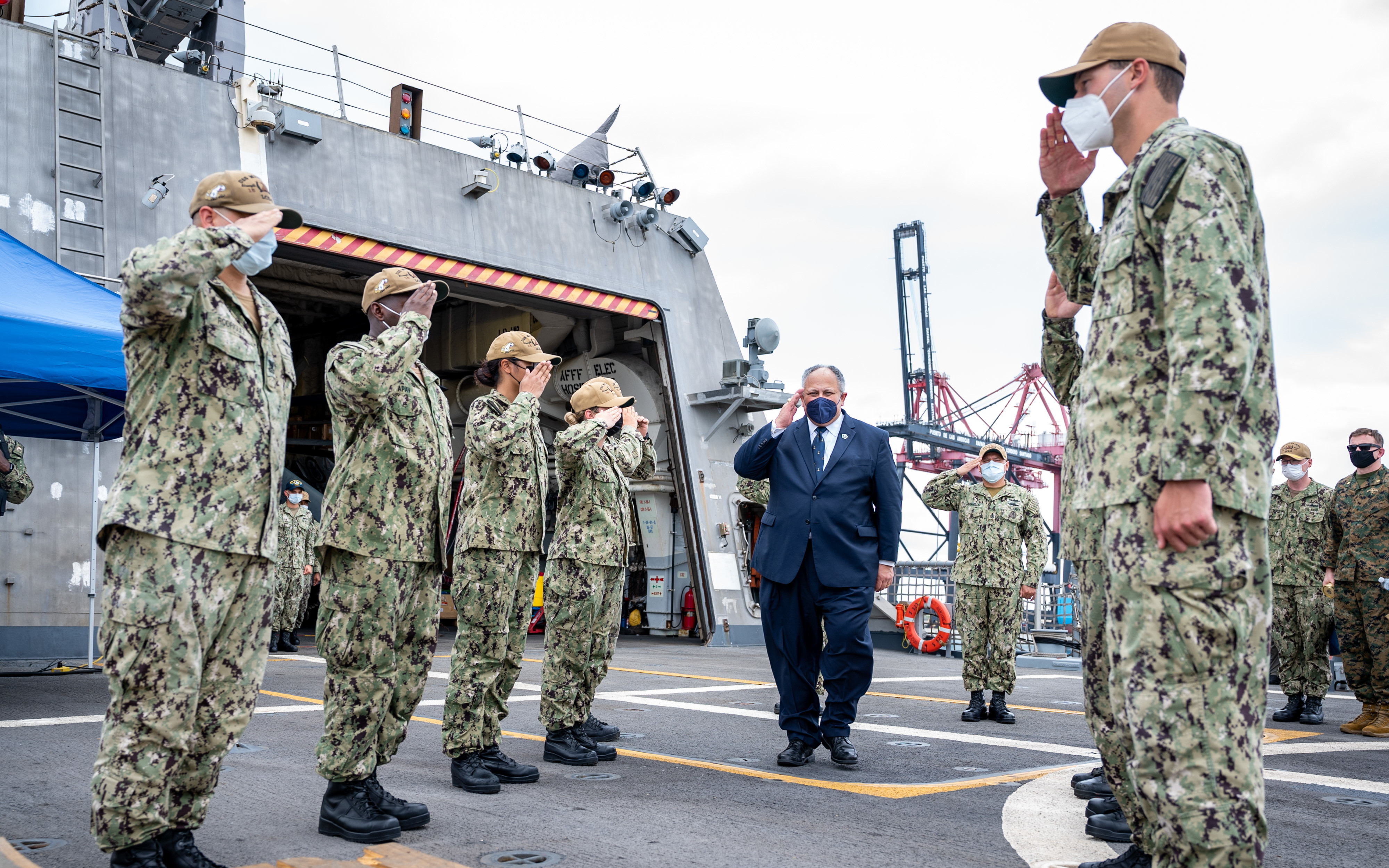 Secretary of the Navy Carlos Del Toro tours the Freedom-variant littoral combat ship USS Milwaukee (LCS 5) in Ponce, Puerto Rico.