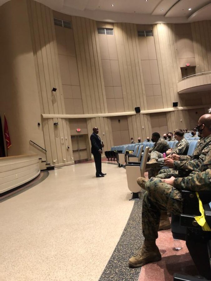 The 16th Sergeant Major of the Marine Corps, retired Sergeant Major Carlton W. Kent, starts off the Headquarters Battalion's Back in the Saddle training event.