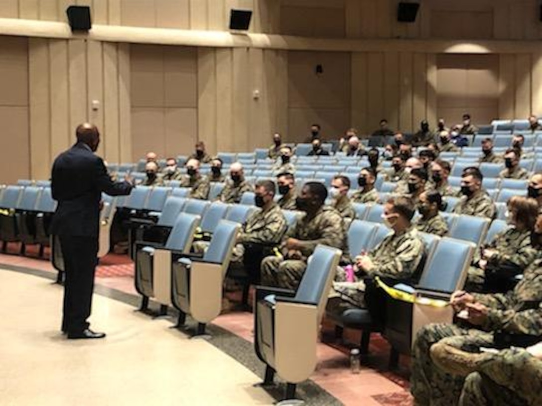 The 16th Sergeant Major of the Marine Corps, retired Sergeant Major Carlton W. Kent, starts off the Headquarters Battalion's Back in the Saddle training event.