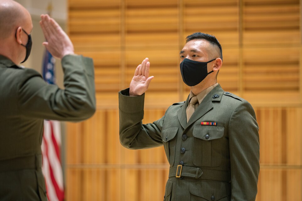 At a commissioning ceremony held on Jan. 28, 2022, 1st Lt. Darren Lin was officially announced as Assistant Director of "The President's Own" United States Marine Band.

(U.S. Marine Corps Photos by Staff Sgt. Chase Baran/Released)