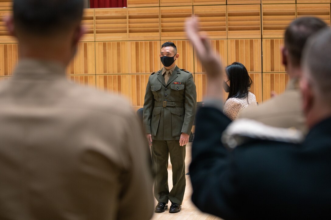 At a commissioning ceremony held on Jan. 28, 2022, 1st Lt. Darren Lin was officially announced as Assistant Director of "The President's Own" United States Marine Band.

(U.S. Marine Corps Photos by Staff Sgt. Chase Baran/Released)