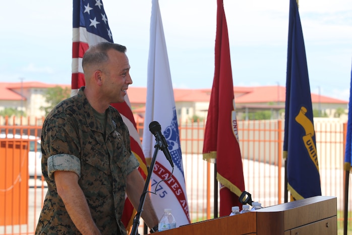 Master Gunnery Sgt. Andrew D. McCurry assumes responsibilities as the U.S. Special Operations Command Central Command Senior Enlisted Leader, Aug. 6, 2021. McCurry is the first Marine to be selected as the CSEL of SOCCENT and the second Marine to be selected as the senior enlisted leader for a Theater Special Operations Command.