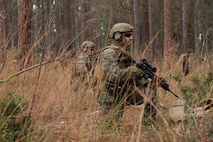 Marines from Camp Lejeune-based units conduct a littoral exercise aboard Marine Corps Recruit Depot Parris Island Jan. 25, 2022. During the training, Marines and Sailors are experimenting with new concepts and forces to prepare for future scenarios in littoral environments along the East Coast. They will be testing new tactics and training with multi-domain reconnaissance and counter-reconnaissance teams in accordance with Force Design 2030. (U.S. Marine Corps photo by Lance Cpl. Ezekieljay Correa)