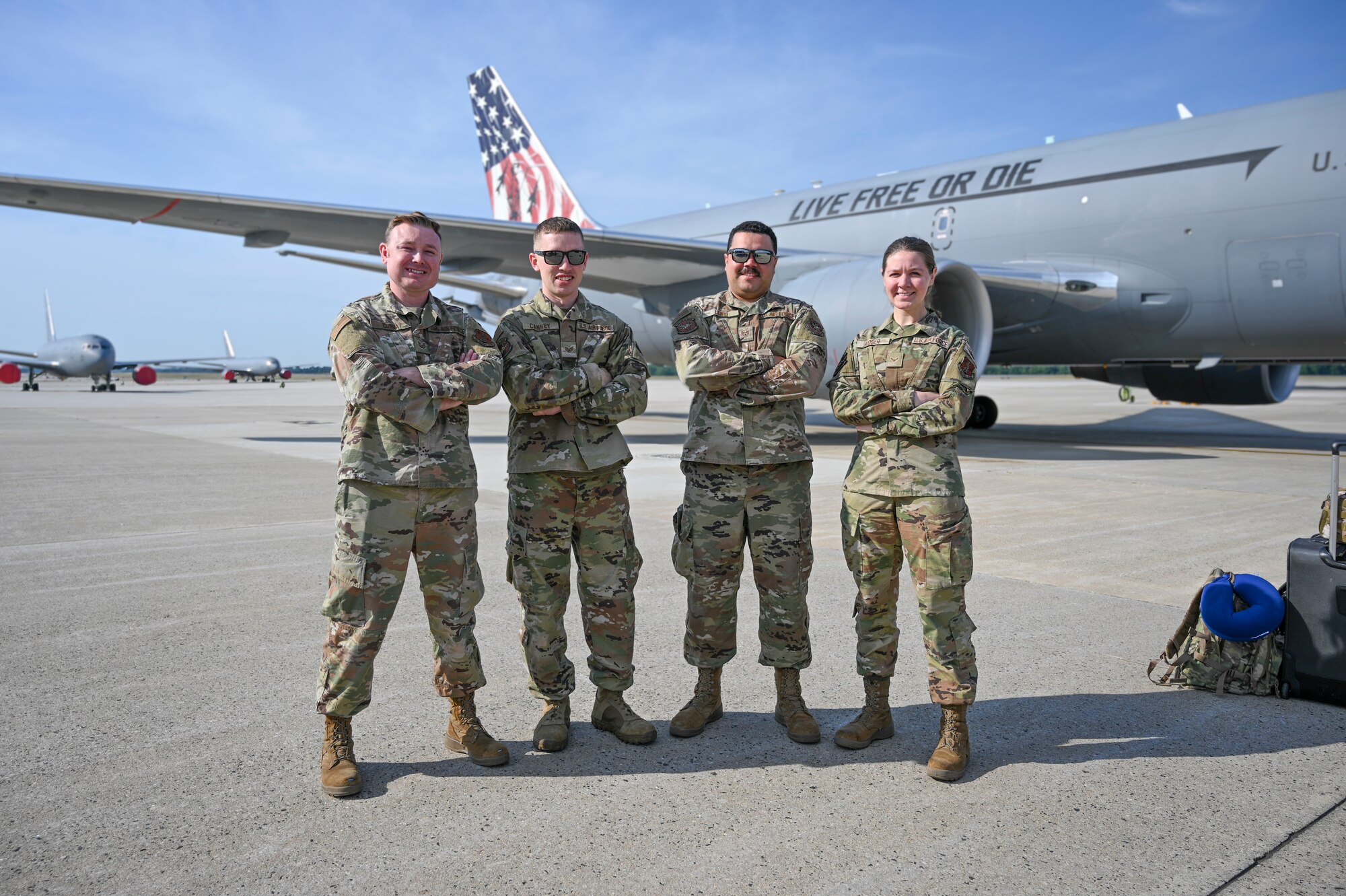  
Following a three-week stay in Alaska, the Spirit of Portsmouth, one of 12 KC-46A jets assigned to the 157th Air Refueling Wing, returned home with a patriotic new look, just in time for the Fourth of July.