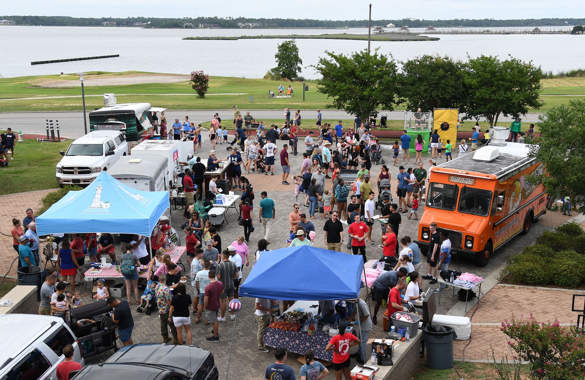 Keesler personnel and families attend during Freedom Fest at the Bay Breeze Event Center on Keesler Air Force Base, Mississippi, June 30, 2022. The event also included hot wings and watermelon eating contests and fireworks. (U.S. Air Force photo by Kemberly Groue)