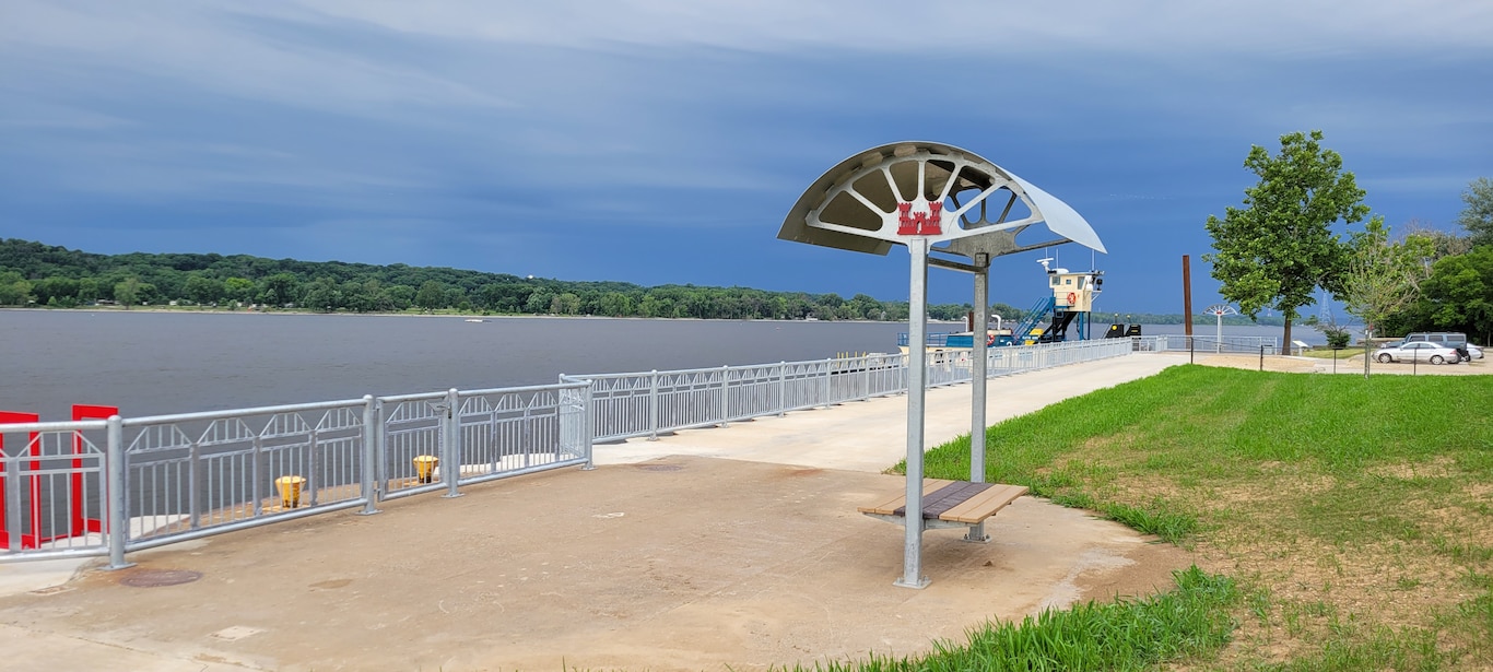 The newly renovated riverfront walkway at Locks and Dam 14 in Pleasant Valley, Iowa.