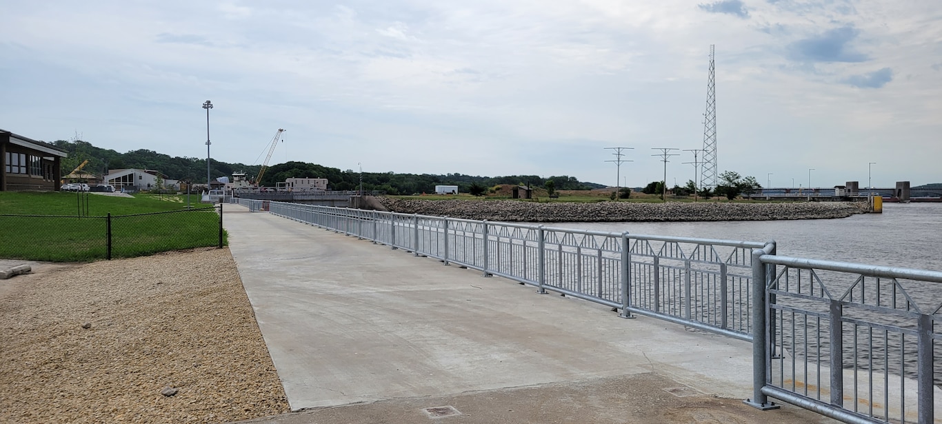 The newly renovated riverfront walkway at Locks and Dam 14 in Pleasant Valley, Iowa.