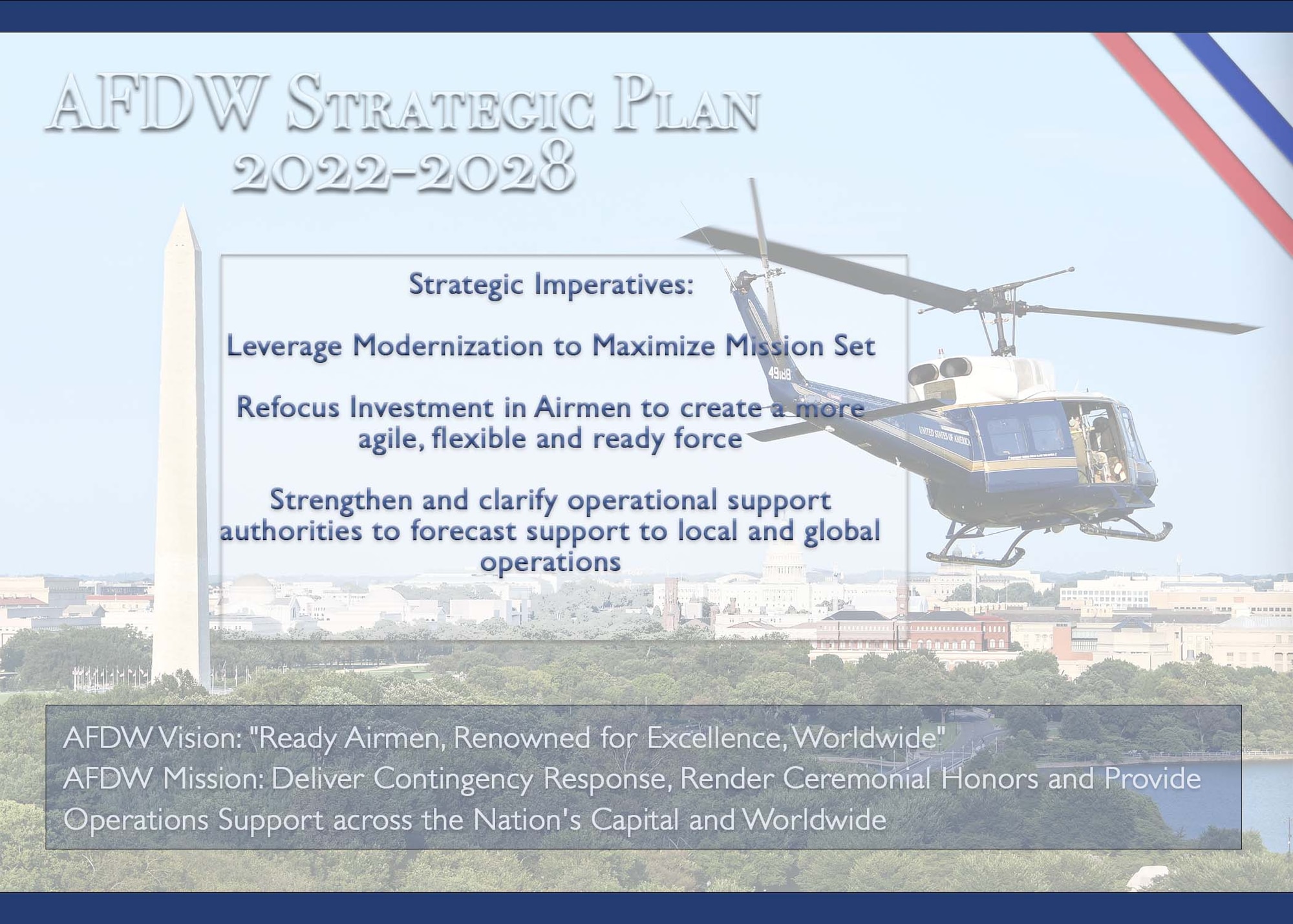 Graphic showing key points from AFDW's strategic plan.