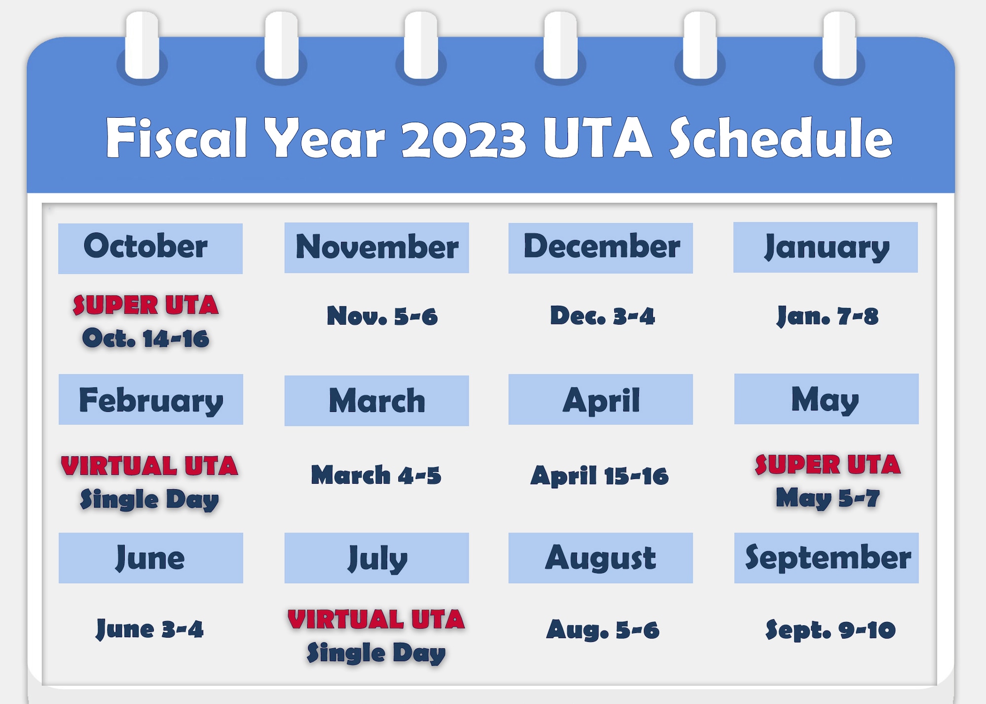 Fiscal Year 2023 UTA schedule