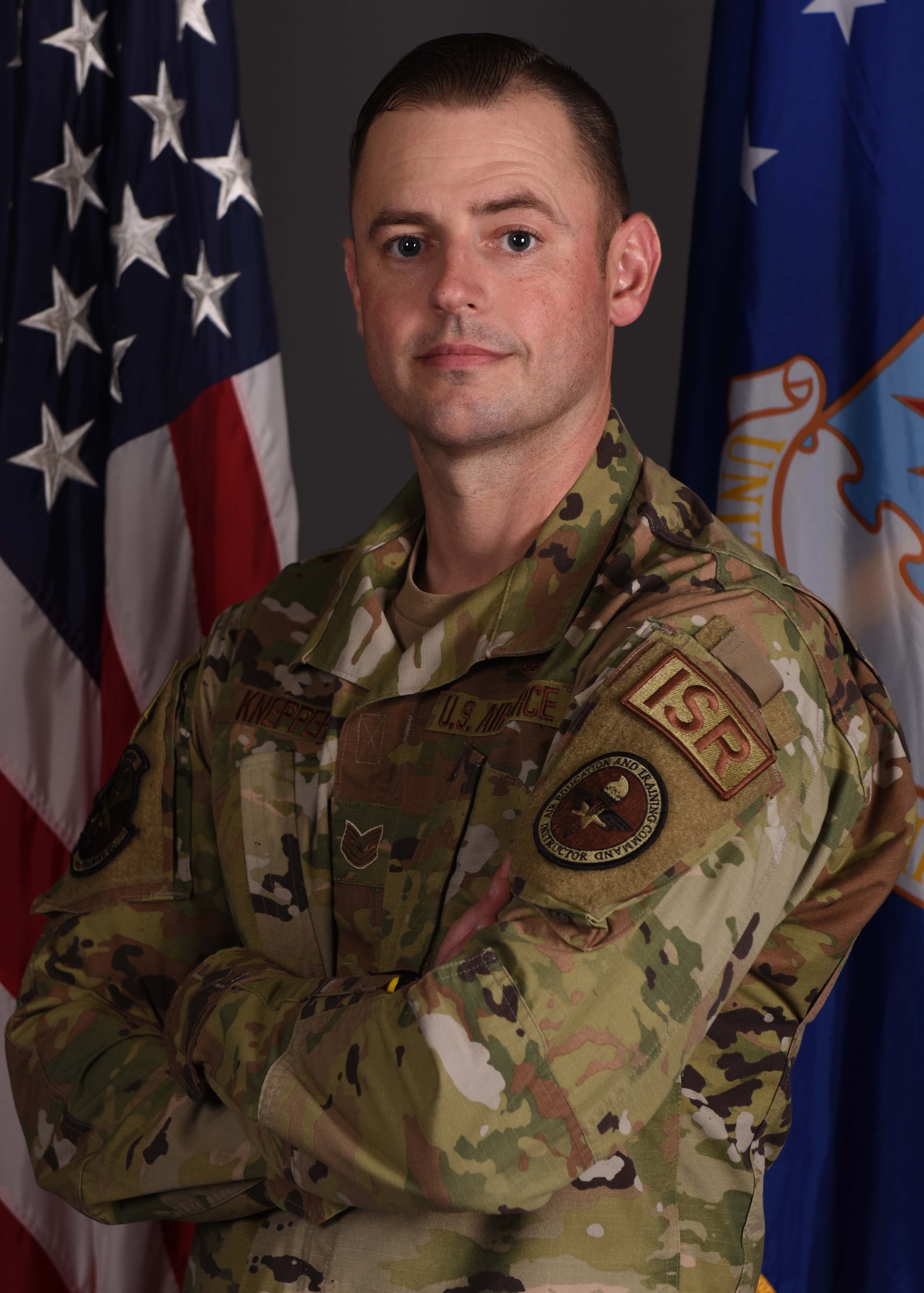 U.S. Air Force Tech. Sgt. Eric Knepper poses for a photo at Goodfellow Air Force Base, Texas, June 3, 2022. Knepper has been a cryptologic Korean linguist for almost 16 years. (U.S. Air Force photo by Airman 1st Class Sarah Williams)