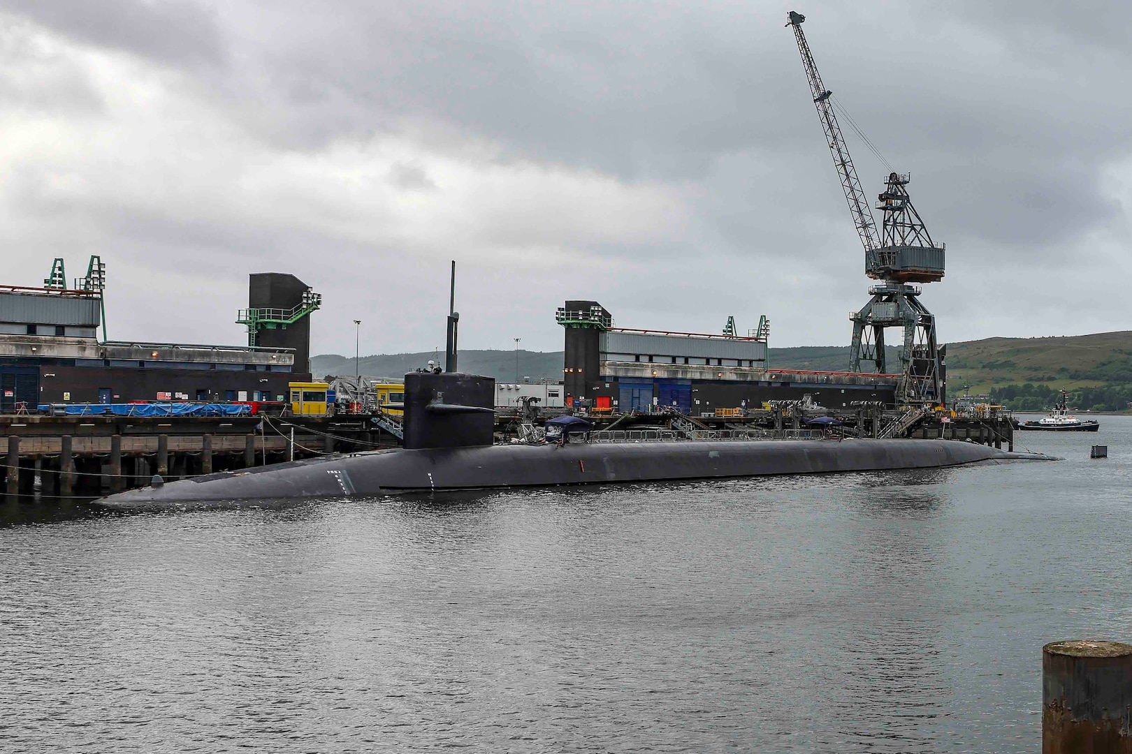 USS Rhode Island (SSBN 740), a nuclear powered Bomber Submarine stops at HMNB Clyde for a port visit whilst in UK strengthening ties between the USA and the UK.