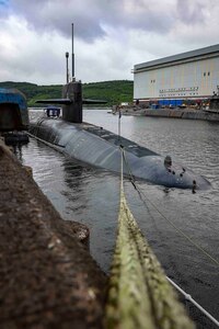 USS Rhode Island (SSBN 740), a nuclear powered Bomber Submarine stops at HMNB Clyde for a port visit whilst in UK strengthening ties between the USA and the UK.