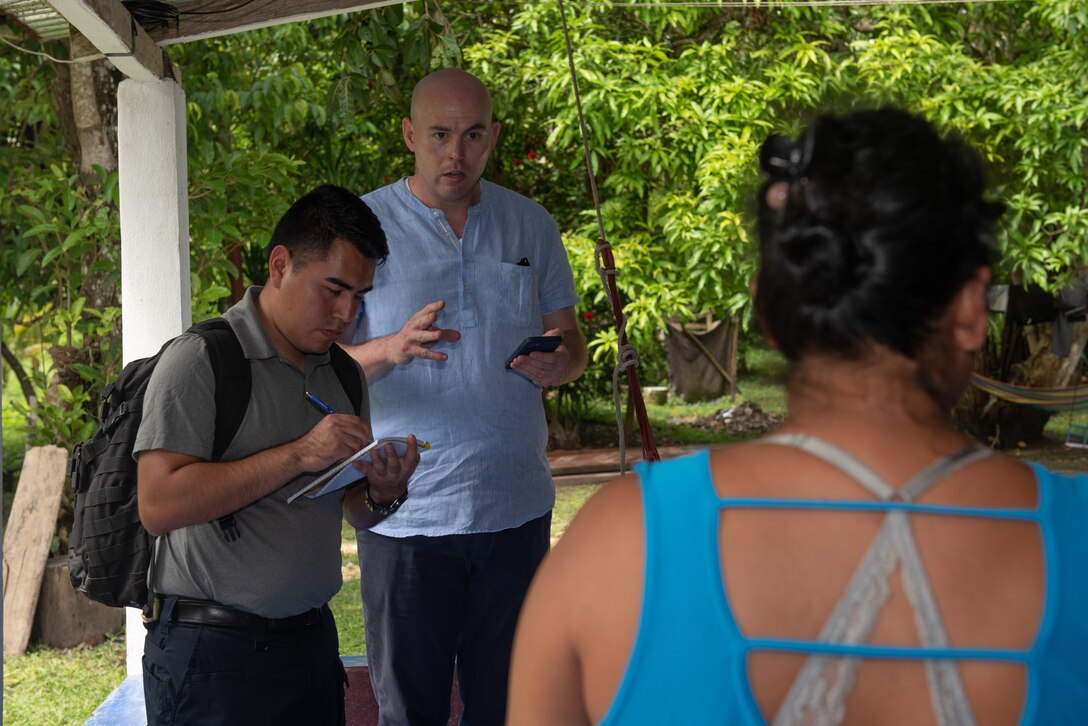 Civil affairs service members survey El Caoba, Guatemala, locals after MEDTEP 1