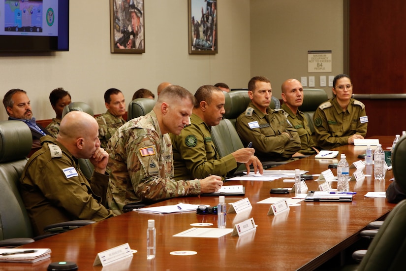 U.S. Army Central hosts Maj. Gen Tamir Yadaie, Chief of the Israel Ground Forces, and his delegation to discuss the legacy of partnership between the U.S. and Israel while at Shaw Air Force Base, June 30, 2022  (U.S. Army Central photo by Diamante Byrne)