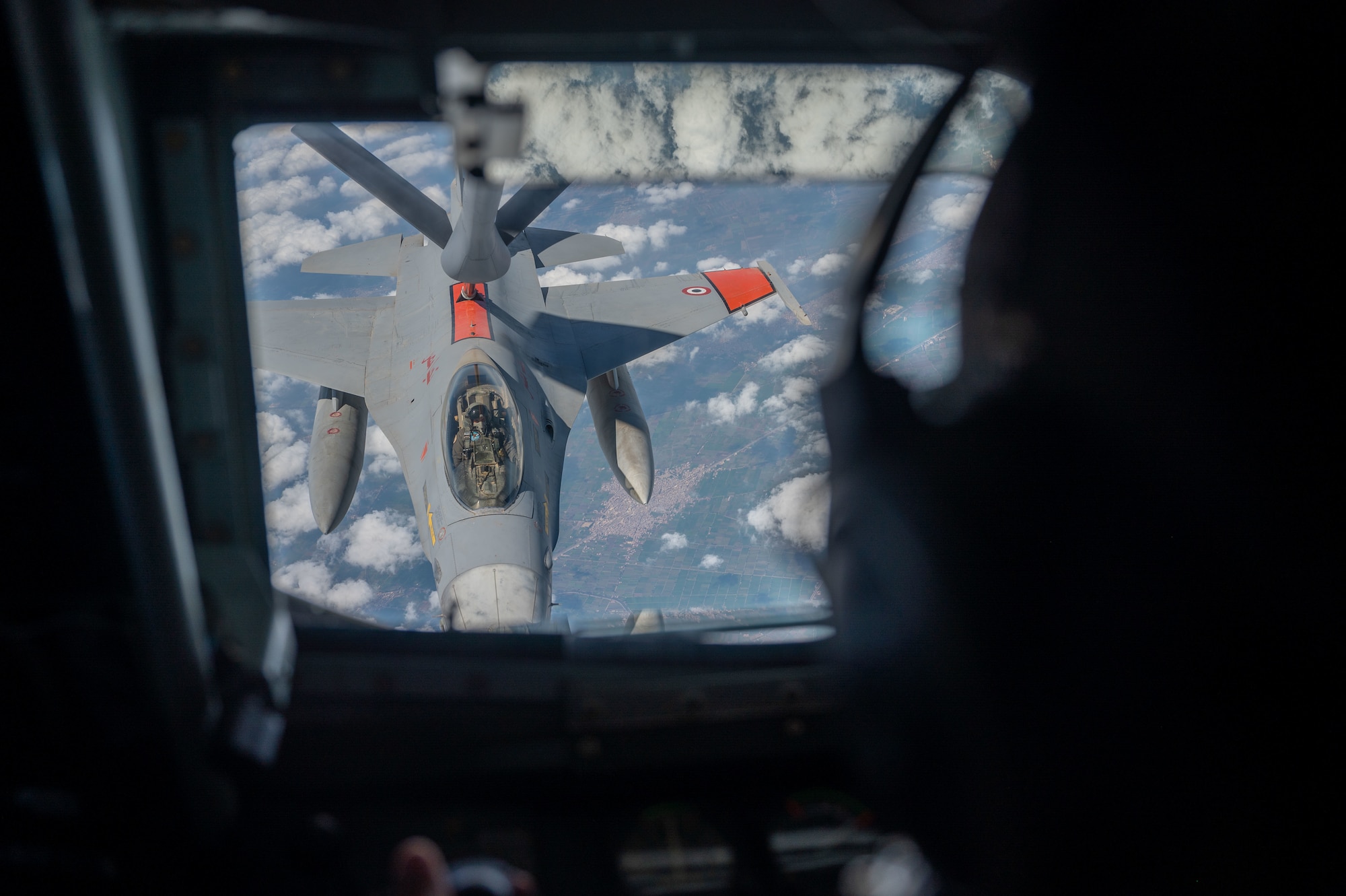 An Egyptian Air Force F-16 Fighting Falcon conducts aerial training operations with the U.S. Air Force in support of exercise Agile Phoenix within the U.S. Air Forces Central area of responsibility June 28, 2022. Agile Phoenix is a joint agile combat employment exercise focused on enhancing interoperability and ensuring regional security.  (U.S. Air Force photo by Staff Sgt. Charles T. Fultz)
