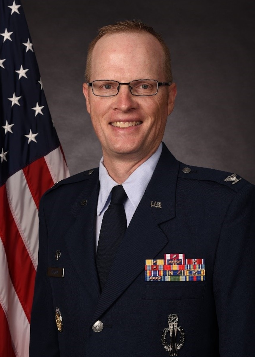 Col. Jarod Nelson, 90th Operations Group commander, official photo F.E. Warren Air Force Base, Wyoming, June 29. 2022. ( U.S. Air Force photo)