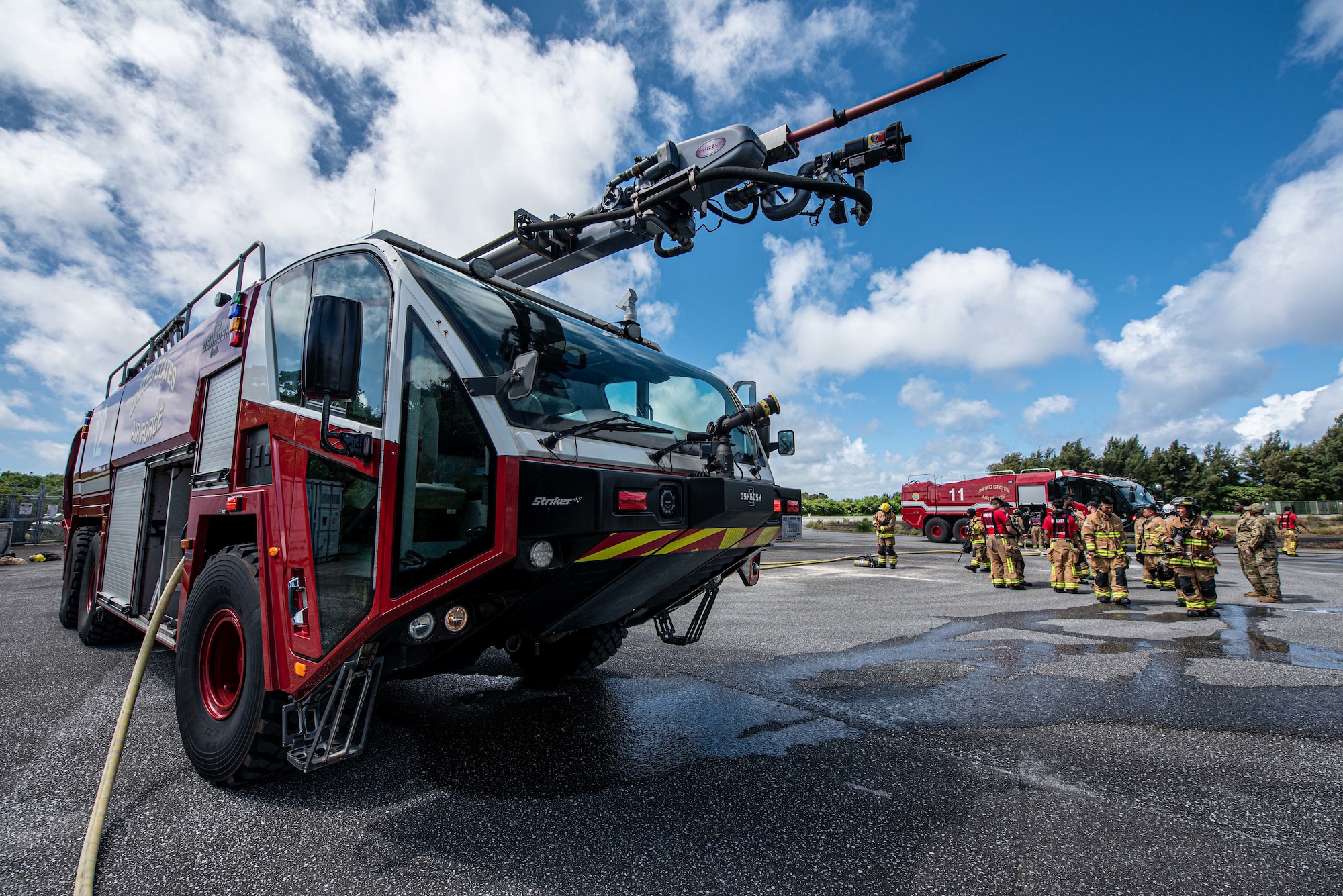 Firefighters prepare for a training.