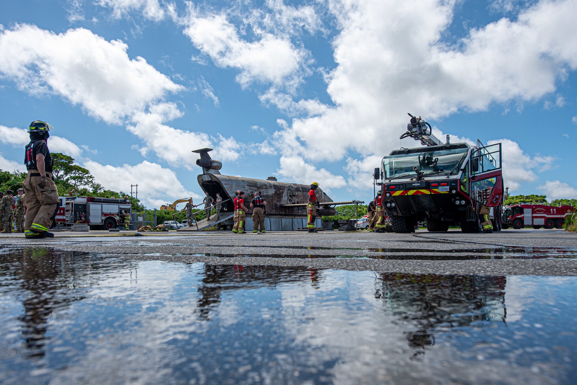 Firefighters prepare for a training.