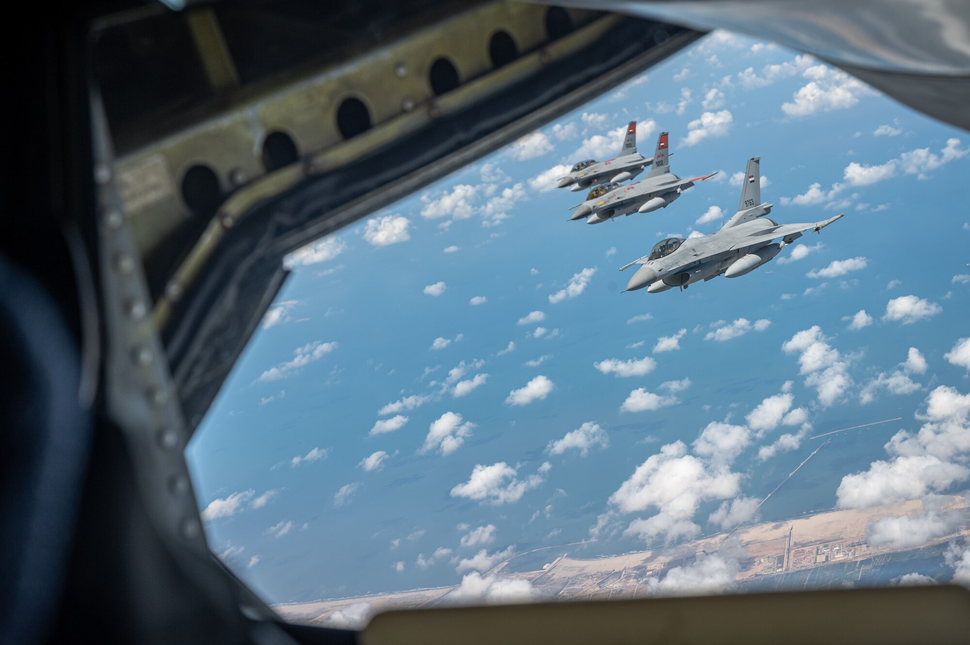 Egyptian Air Force F-16 aircraft conduct aerial training operations with U.S. Air Force partners in support of exercise Agile Phoenix within the U.S. Air Forces Central area of responsibility June 29, 2022. Agile Phoenix is a joint agile combat employment exercise focused on enhancing interoperability and ensuring regional security. (U.S. Air Force photo by Senior Airman Dominic Tyler)