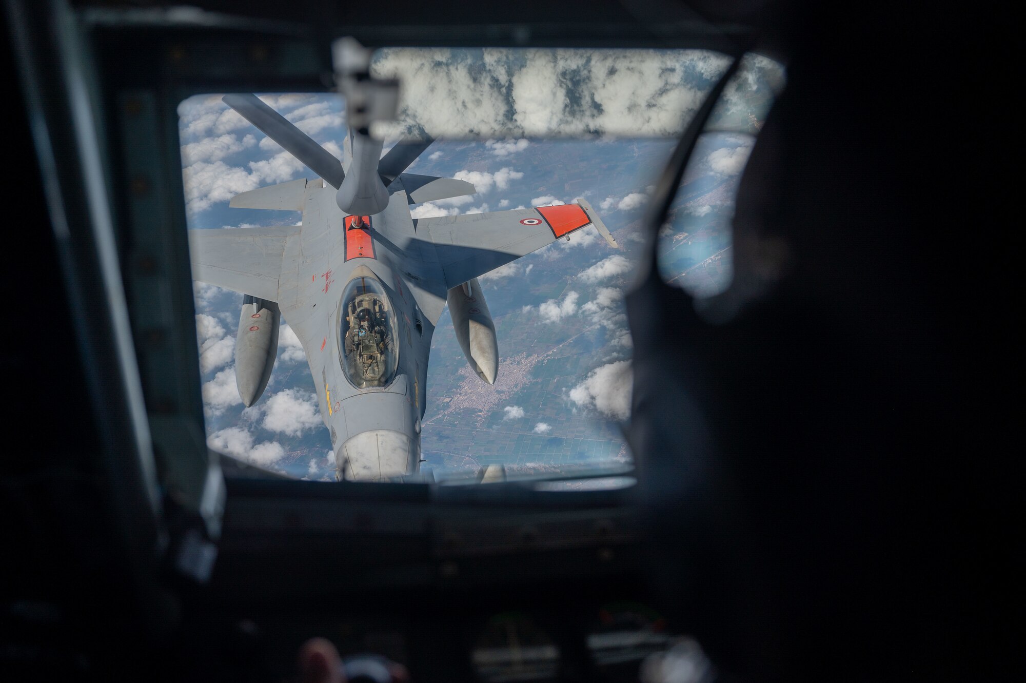 An Egyptian Air Force F-16 Fighting Falcon conducts aerial training operations with the U.S. Air Force in support of exercise Agile Phoenix within the U.S. Air Forces Central area of responsibility June 28, 2022. Agile Phoenix is a joint agile combat employment exercise focused on enhancing interoperability and ensuring regional security.  (U.S. Air Force photo by Staff Sgt. Charles T. Fultz)
