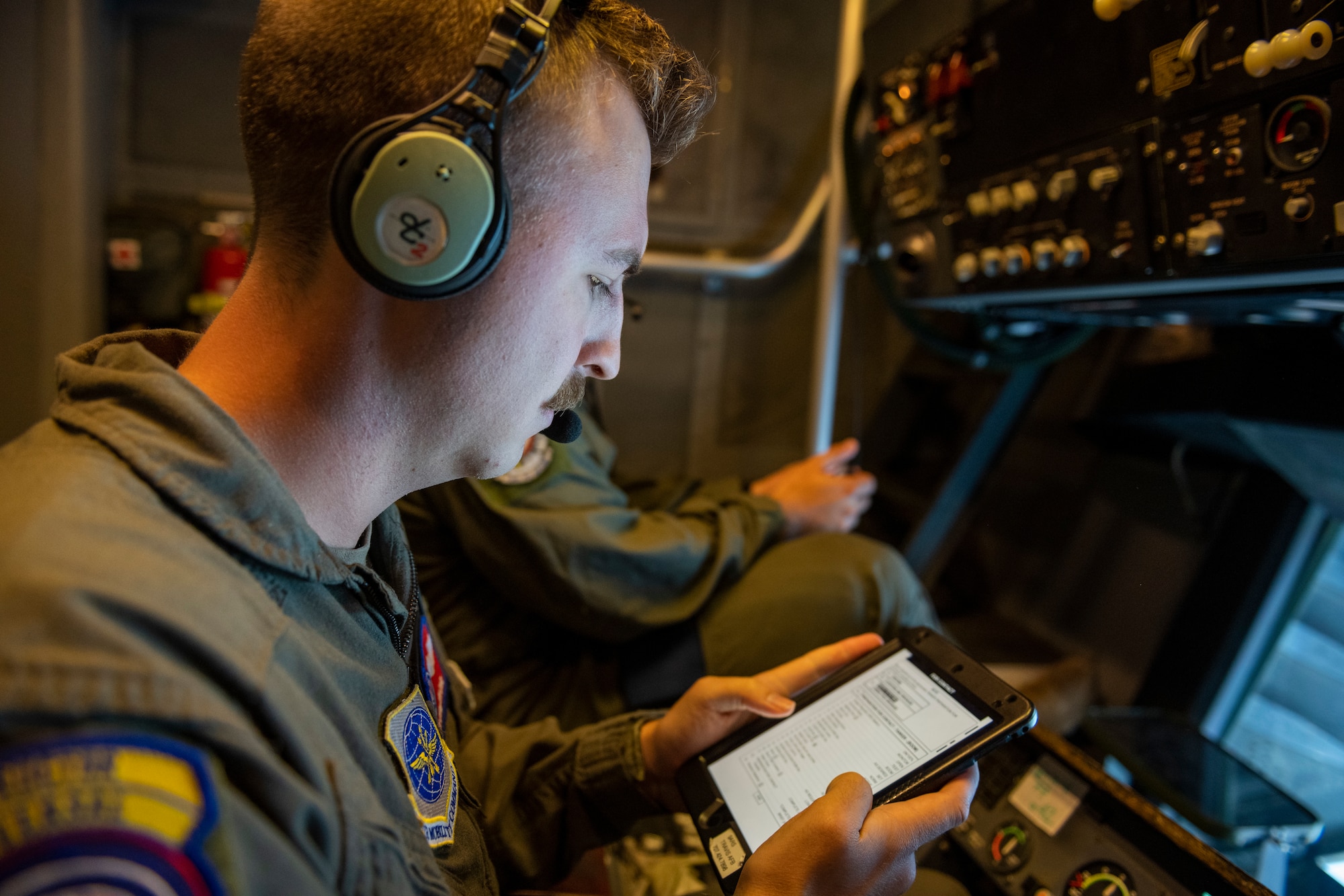Boom operator reviews information