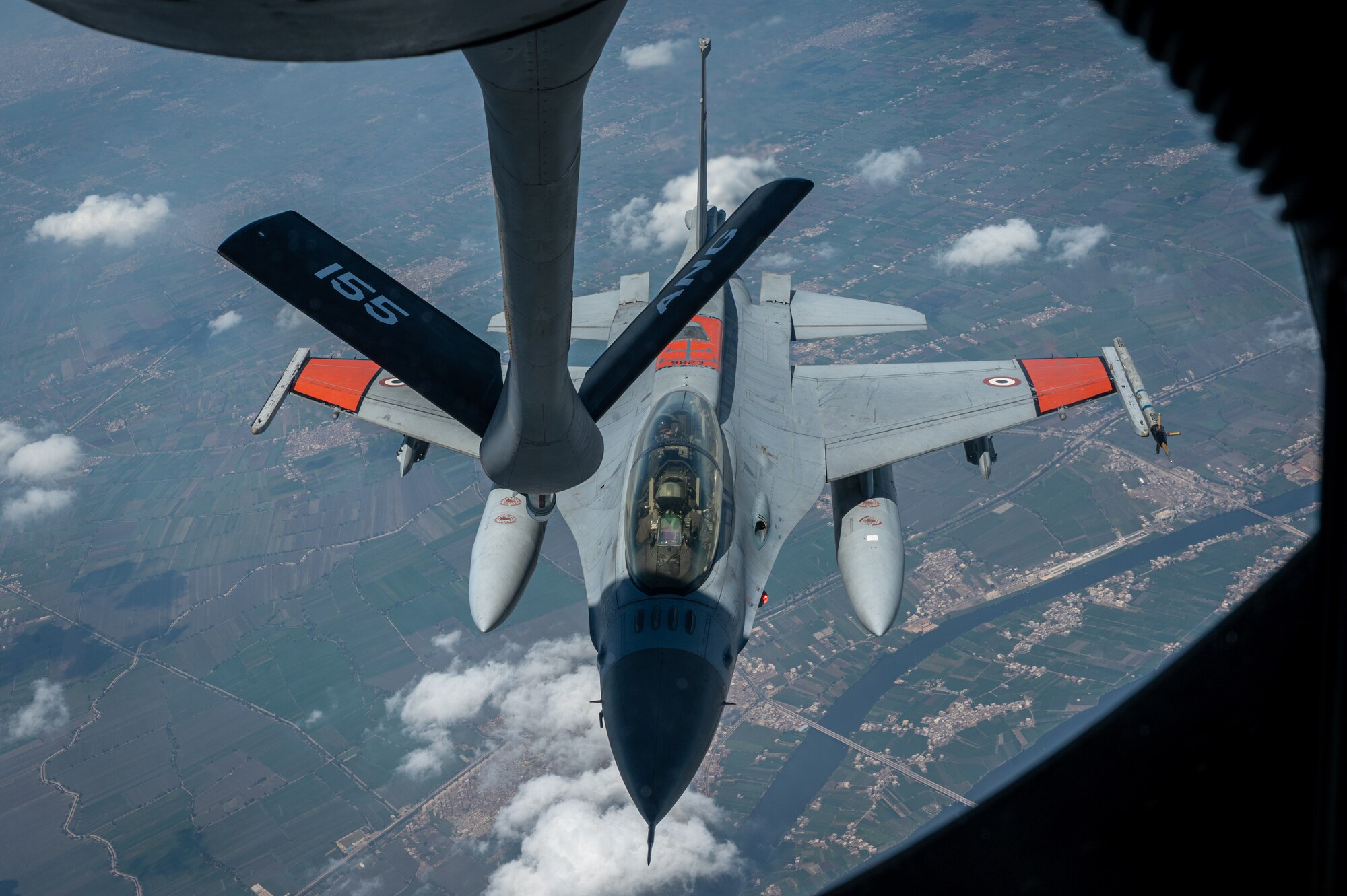 Egyptian Air Force F-16 aircraft conduct aerial training operations with U.S. Air Force partners in support of exercise Agile Phoenix within the U.S. Air Forces Central area of responsibility June 29, 2022. Agile Phoenix is a joint agile combat employment exercise focused on enhancing interoperability and ensuring regional security. (U.S. Air Force photo by Senior Airman Dominic Tyler)