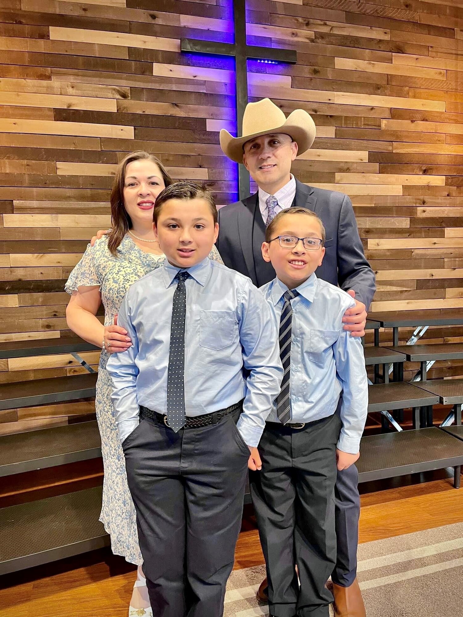 U.S. Air Force Maj. Jose Quintanilla, 17th Logistics Readiness Squadron commander, poses with his wife and their children. Quintanilla and his wife, Sylvia have been married for 18 years and have two children together. (Courtesy Photo)