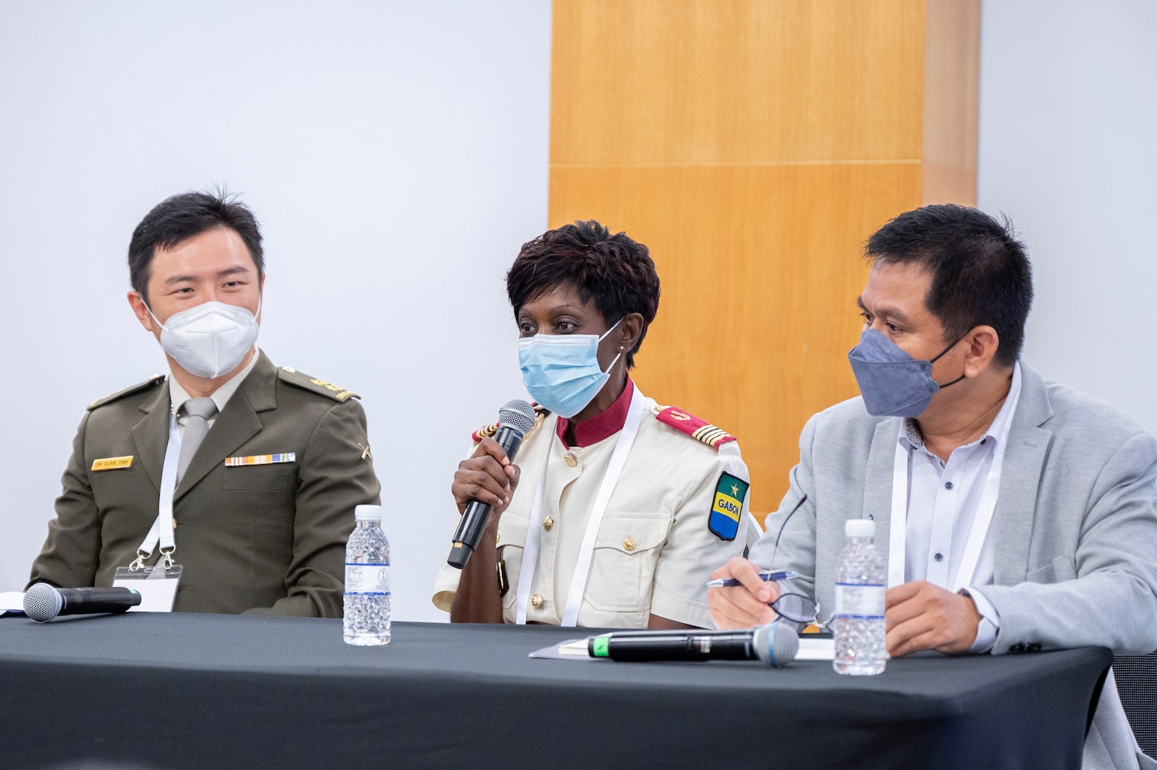 Col. Laurette Mangouka, an officer with the African Partner Outbreak Response Alliance, answers an audience member’s question on the Ebola outbreak June 27, 2022, during the second Military-Civilian Health Security Summit in Singapore. The summit, held June 27-28, focused on regional approaches to global health security through interagency cooperation with allies and partners.