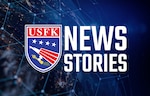 A dark blue background with the USFK logo and the title "News Stories" in white.