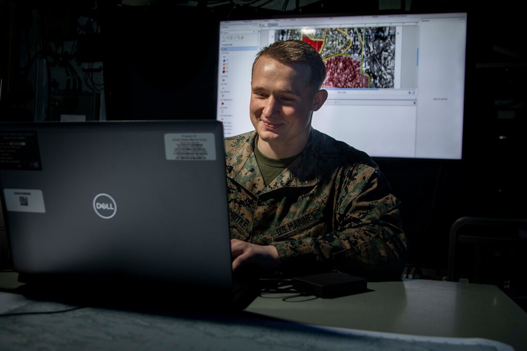 U.S. Marine Corps Cpl. Nathan Schmidtke, was nominated warrior of the week aboard Wasp-class amphibious assault ship USS Kearsarge (LHD 3), the week of May 15, 2022. Schmidtke is a topographic analyst with the 22nd Marine Expeditionary Unit, who is tasked with making mission essential maps. Schmidtke joined the Marine Corps to make a difference and feels he is able to do that through his work.