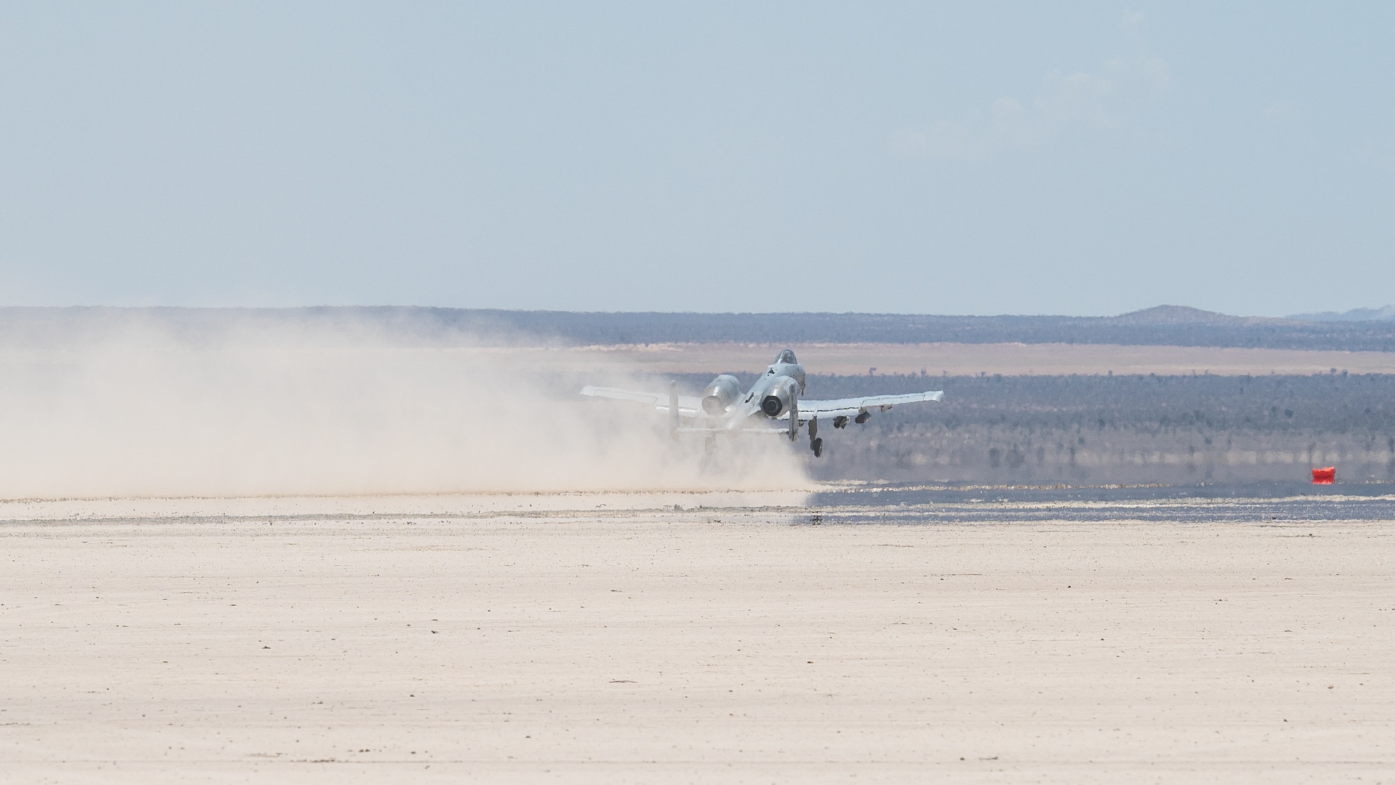 A jet takes off for flight.