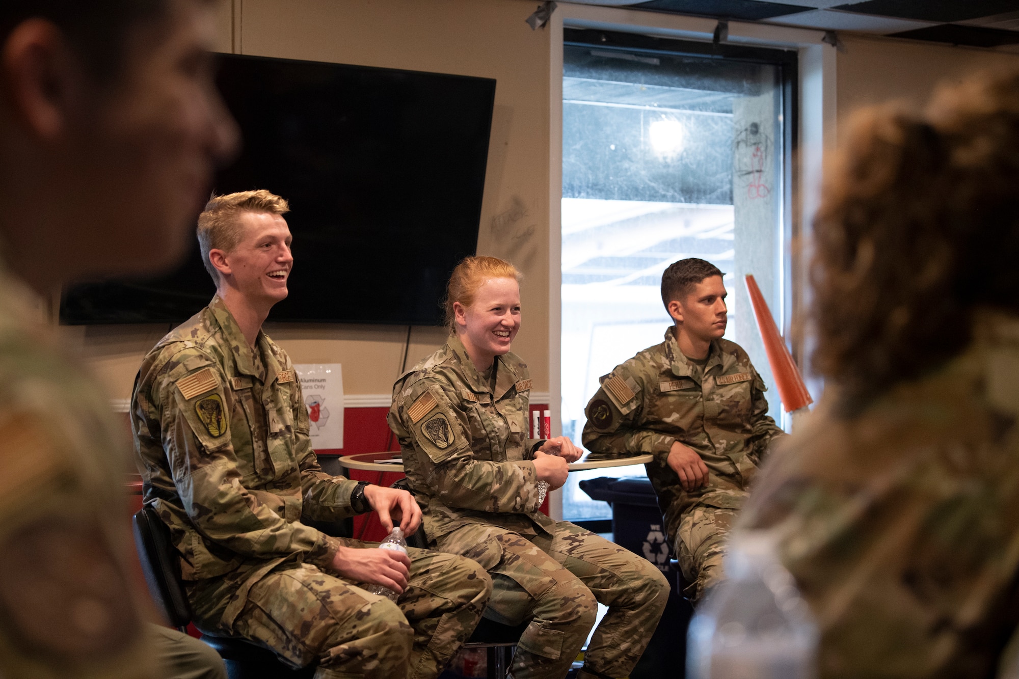 U.S. Air Force Academy cadets engage with Capt. Brandon Bylina, 75th Fighter Squadron A-10C Thunderbolt II pilot, at Moody Air Force Base, Georgia, June 24, 2022.