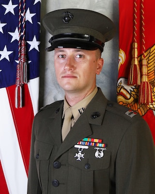 (July 8, 2022) CAMP PENDLETON, Calif. -- Official portrait of Capt. Nathan C. Isfort. (U.S. Marine Corps photo)
