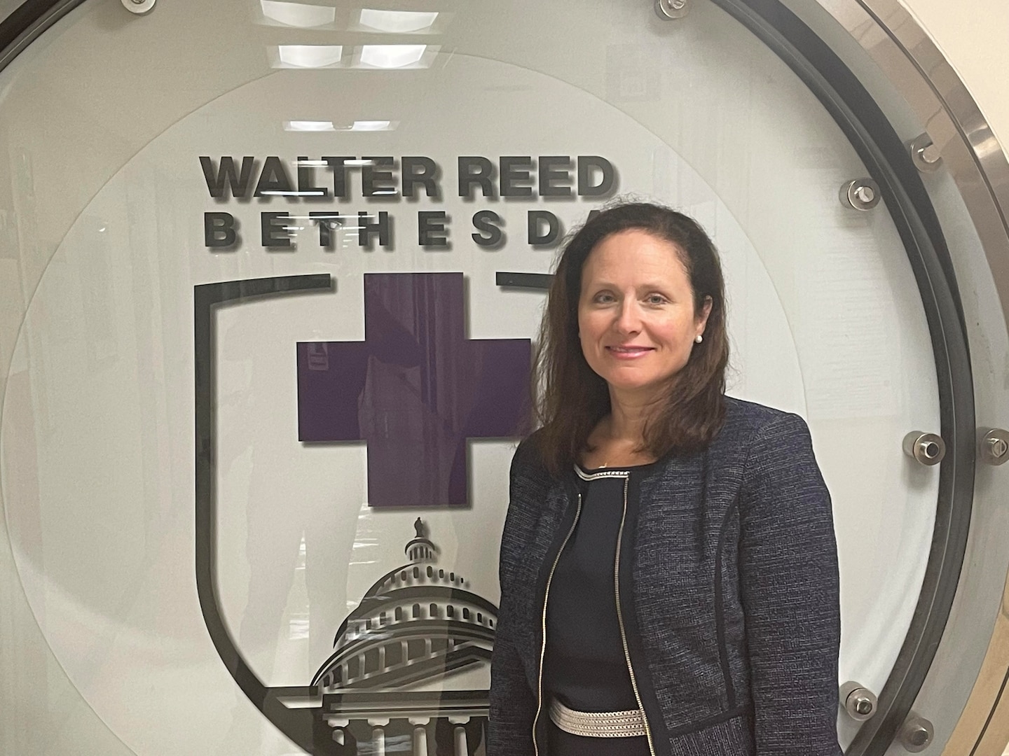 Herrick Brigid, chief experience officer of Walter Reed National Military Medical Center (WRNMMC), poses for photo in WRNMMC in Bethesda, Maryland, July 7, 2022. The CXO praised the staff for their resilience in serving the nation's heroes.