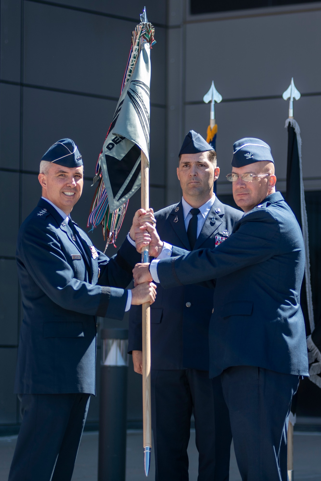 Space Delta 8 - Satellite Communication and Navigation Warfare , conducted its  change of command ceremony at Schriever Space Force Base, Colorado, July 7th, 2022 During the ceremony, officiated by Space Operations Command Commander , U.S. Space Force Lt. Gen. Stephen N. Whiting, U.S. Space Force Col. Matthew Holston relinquished command to U.S. Space Force Col David Pheasant. (U.S. Space Force Photo by Lekendrick Stallworth)
